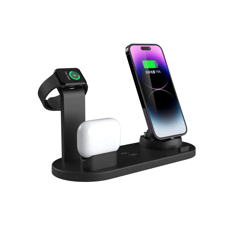 15W 4-in-1 Fast Wireless Charging Station for Phones, Watches & Earbuds