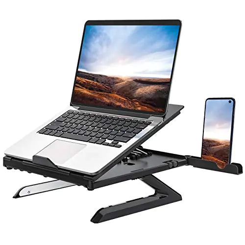 Multi-Functional Adjustable Laptop Stand with Aluminum Base and Phone Holder