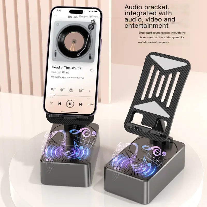 2-in-1 Bluetooth Speaker Phone Stand – Portable Audio & Hands-Free Viewing